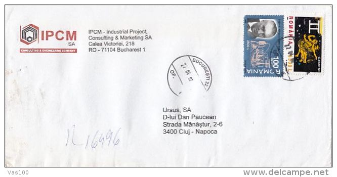 GEMINI HOROSCOPE, COSTIN NENITESCU, CHEMIST, STAMPS ON REGISTERED COVER, 2002, ROMANIA - Lettres & Documents