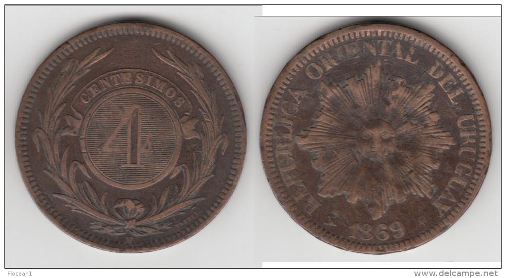 ****  URUGUAY - 4 CENTESIMOS 1869 **** EN ACHAT IMMEDIAT !!! - Uruguay