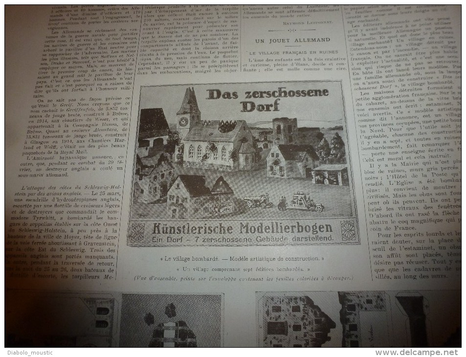 1916 GUERRE MONDIALE :Prince ALEXANDRE de SERBIE; Jouet allemand  "Le Village Français Bombardé" (Das Zerschossene Dorf
