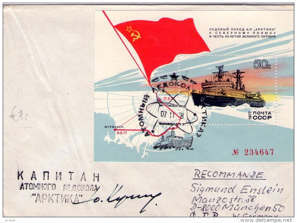 URSS-Bateau Atomique "artika"bloc Sur Lettre-signé ?? - Arctische Expedities