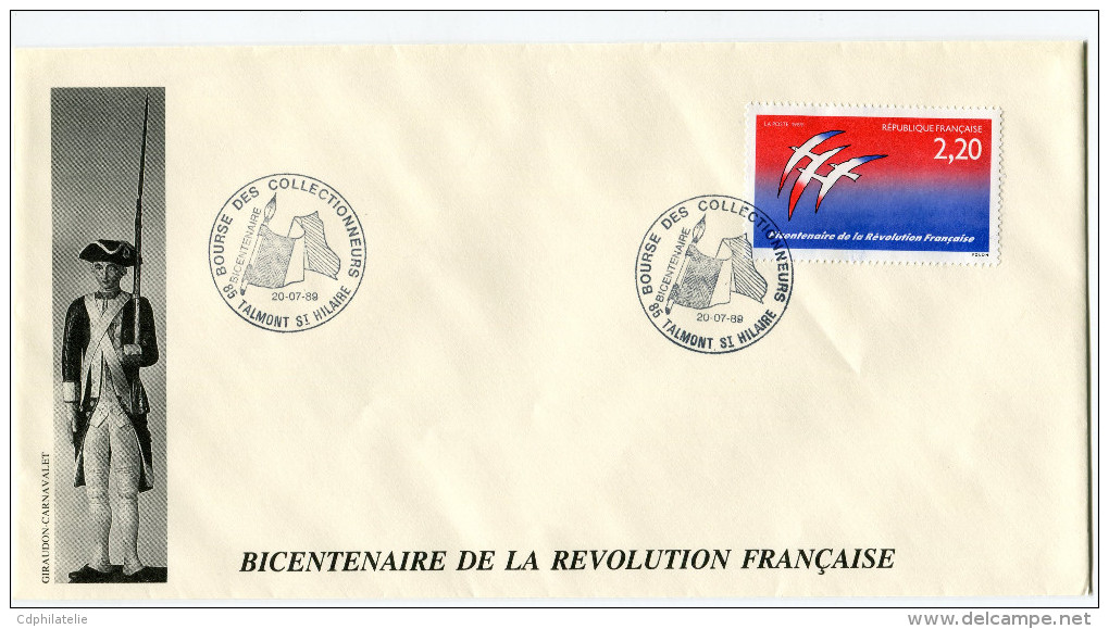 FRANCE THEME REVOLUTION FRANCAISE ENVELOPPE OBLITERATION 85 TALMONT ST HILAIRE 20-07-89......... - French Revolution