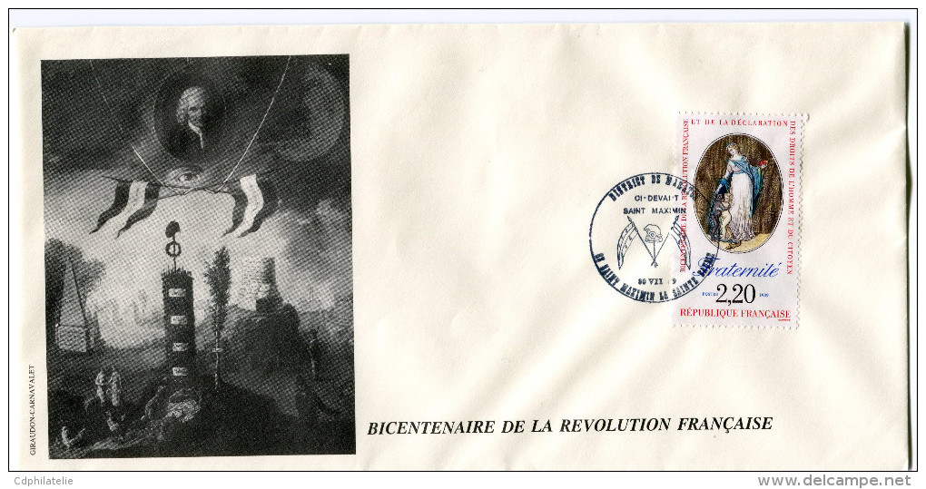 FRANCE THEME REVOLUTION FRANCAISE ENVELOPPE OBLITERATION 83 SAINT MAXIMIN 30 VII 89 DISTRICT DE MARATON - French Revolution