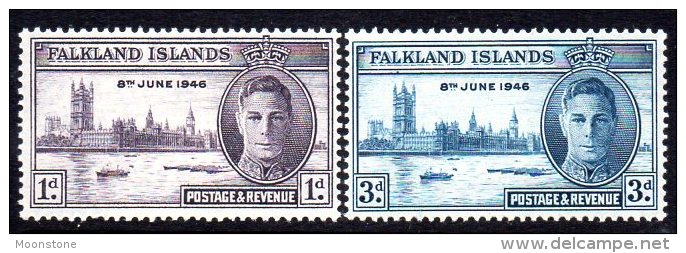 Falkland Islands GVI 1946 Victory Set Of 2, Hinged Mint (A) - Islas Malvinas