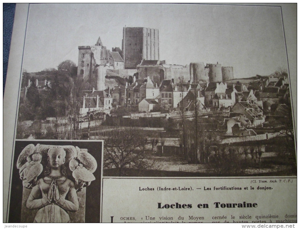 - article de presse - régionalisme- Loches - Indre et Loire - tour St Antoine - Collégiale St Ours -1933 - 7 pages -