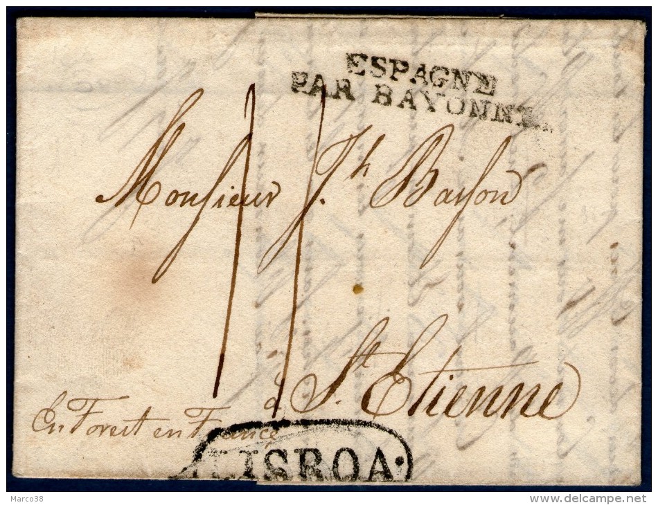 Marque D'entrée:  ESPAGNE/PAR BAYONNE Sur LAC De Lisbonne De 1816 - 1801-1848: Precursori XIX