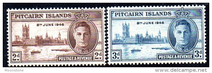 Pitcairn Island GVI 1946 Victory Set Of 2, Hinged Mint (A) - Pitcairn Islands