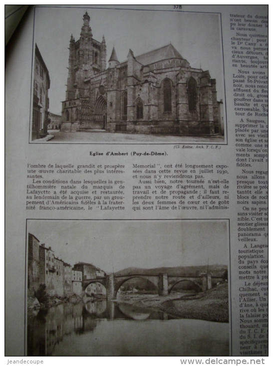 Article De Presse - Régionalisme- Le Puy - Chamalières - La Chaise Dieu - Langeac- Lavoute Chilhac - 1933 - 8 Pages - Documenti Storici