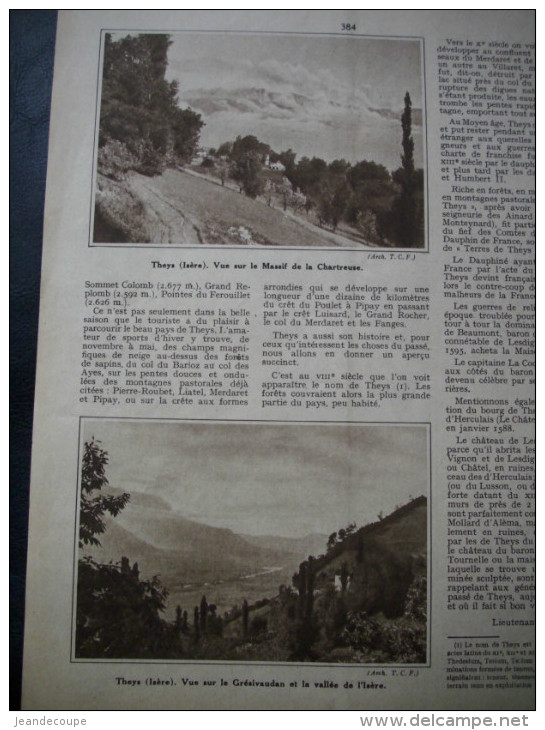 Article De Presse - Régionalisme- Theys - Isère - Le Châtel - Col Du Merdaret - Massif De Belledonne - 1933 - 4 Pages - Historische Dokumente