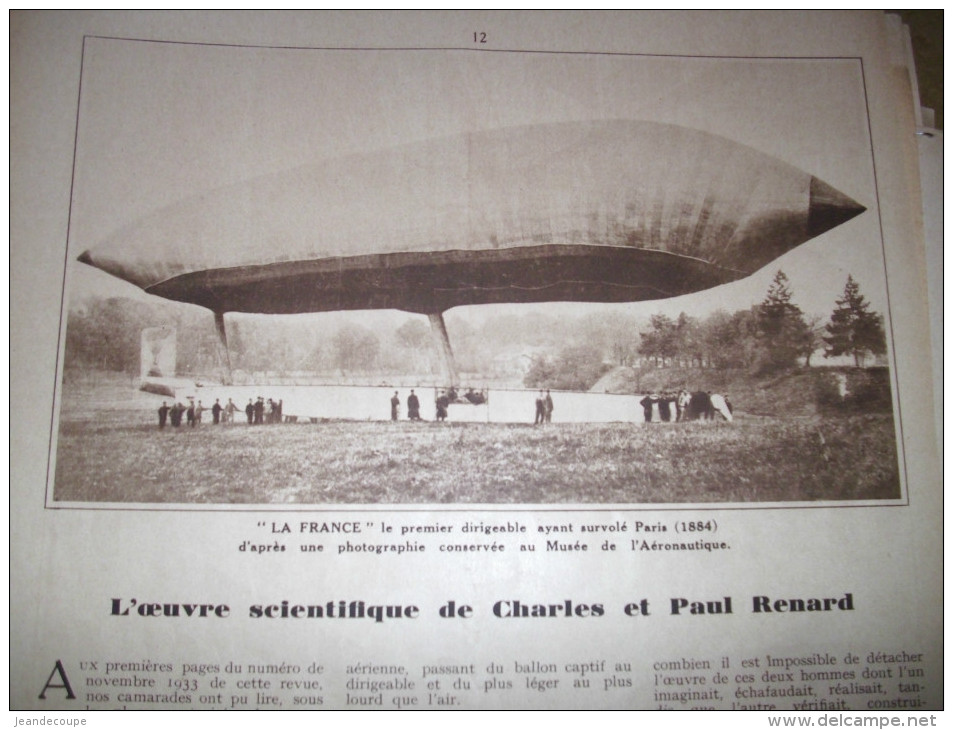 Article De Presse - Régionalisme- Charles Et Paul Renard - Dirigeable - Le Décaplan - Aéronautique - 1934 - 2 Pages - Historical Documents