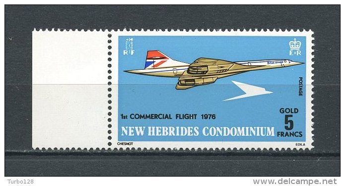 HEBRIDES 1976 N° 425 ** Neuf = MNH  Superbe Cote 30 € Concorde Avions Planes Transports 1er Vol Paris Dakar Rio - Unused Stamps