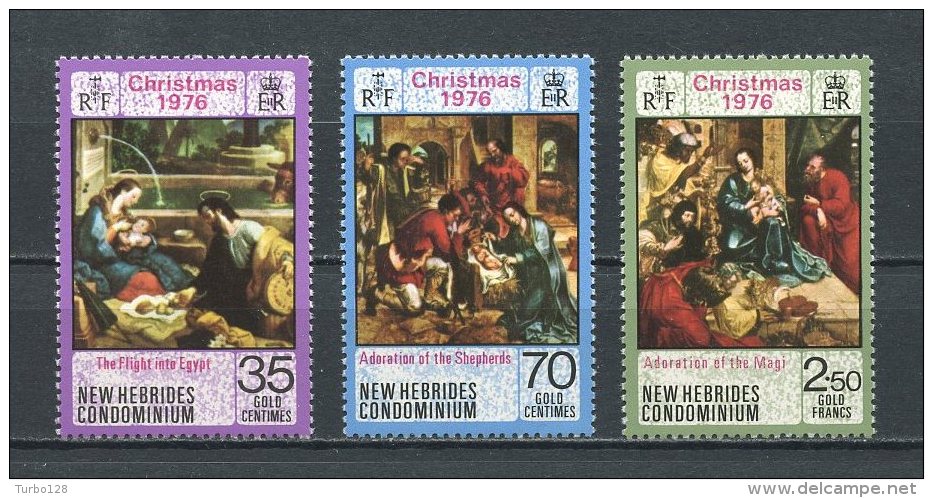 HEBRIDES 1976 N° 441/443 ** Neufs = MNH  Superbes Cote 5,50 € Noël Christmas Tableaux Peintures Paintings Berger Mages - Nuovi