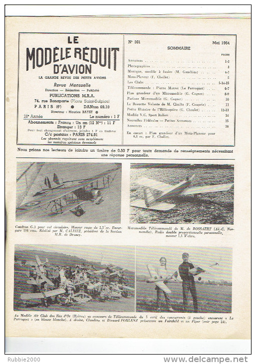 LE MODELE REDUIT D AVION 1964 HELICOPTERE FUSEE MOTO PLANEUR BROUETTE VOLANTE - Frankrijk