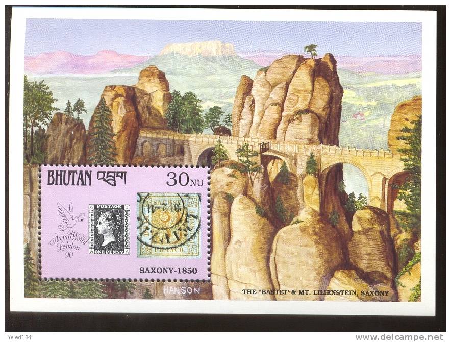 MNH BHUTAN # 917 : SOUVENIR SHEET STAMPS OLD STAMPS ; PENNY BLACK ; POSTAL HISTORY ; MOUNT LILIENSTEIN - Bhutan