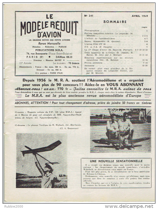 LE MODELE REDUIT D AVION 1959 LE LEOPOLDOF COLIBRI RACOU AVION CIBLE CT 20 - France
