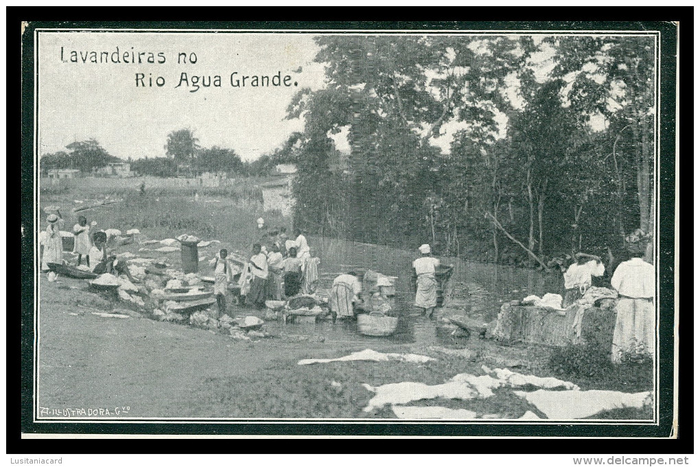 SÃO TOMÉ E PRÍNCIPE-  LAVADEIRAS -Lavadeiras No Rio Agua Grande.  Carte Postale - Sao Tome Et Principe