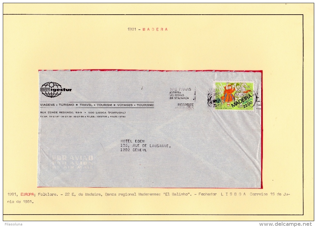 02002 Carta Madeira A Geneve 1981 - Oblitérés