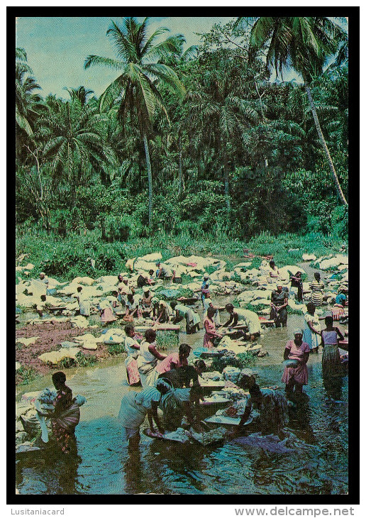 SÃO TOMÉ E PRÍNCIPE- LAVADEIRAS - Lavadeiras No Agua Grande. ( Ed. Agencia Geral Do Ultramar) Carte Postale - Sao Tome And Principe