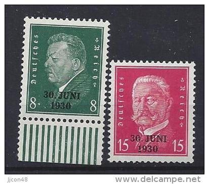 Germany 1930  "30 JUNI 1930"  (**) MNH  Mi.444-445 - Unused Stamps