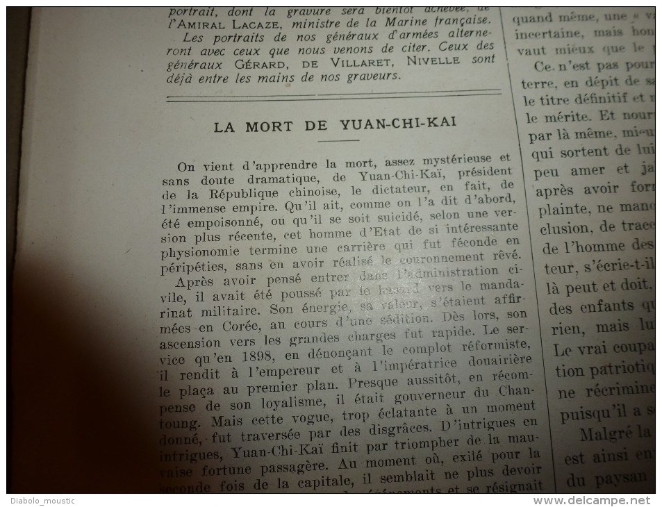 1916 Christiania;Petrograd;Portrait LYAUTEY;Yuan-Chi-Kai;Doc Kramarz;Front Italien;Batlle Navale;Relais Ambulance - L'Illustration