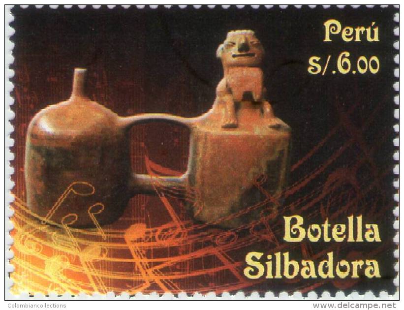 Lote P2014-3, Peru, 2014, Sello, Stamp, 2 V, Instrumentos Musicales, Music Instruments,  Indigenous Themes - Peru