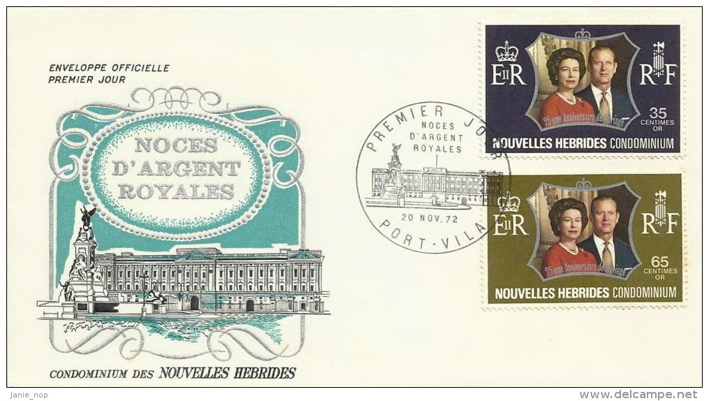 New Hebrides, French, 1972 Silver Wedding FDC - FDC