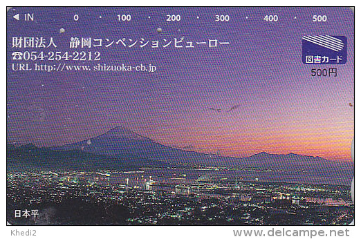 Carte  Japon - MONT FUJI & COUCHER DE SOLEIL - SUNSET Japan Prepaid Card - SONNENUNTERGANG Tosho Karte - 271 - Mountains