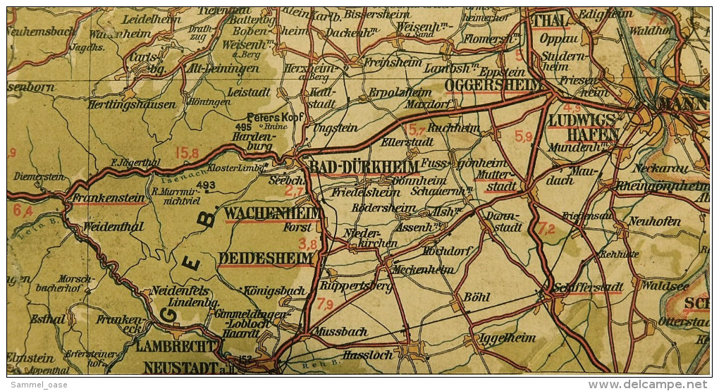 Alte Strassenkarte Ca. 1910 - Frankfurt A. Main - Continental-Spezial-Karte Für Den Automobil- Und Fahrradverkehr - Strassenkarten