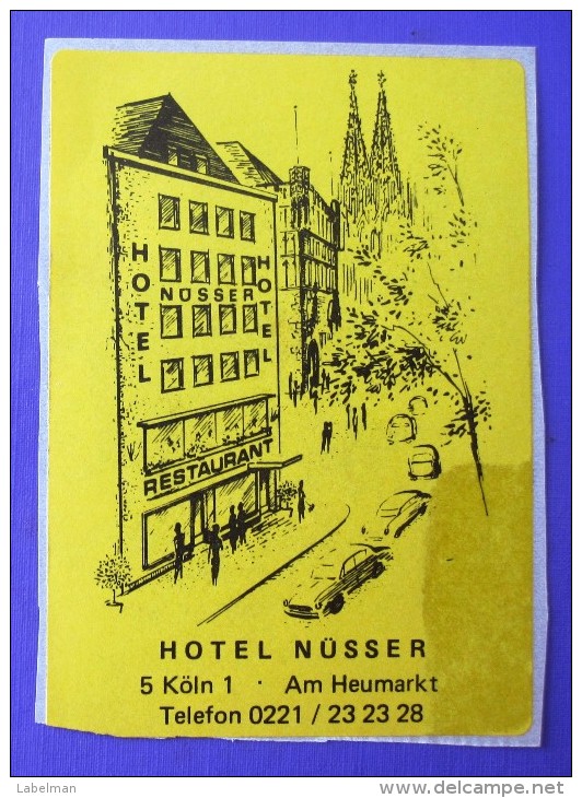 HOTEL NUSSER MARKT KOLN COLOGNE GERMANY DEUTSCHLAND TAG DECAL STICKER LUGGAGE LABEL ETIQUETTE AUFKLEBER BERLIN - Adesivi Di Alberghi