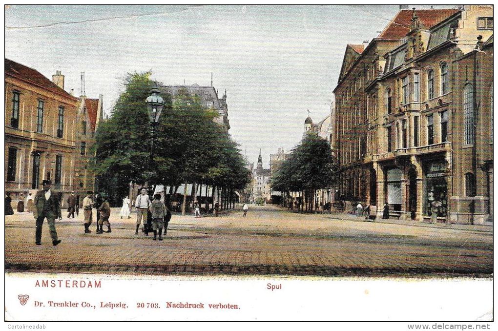 [DC5929] CARTOLINA - PAESI BASSI - AMSTERDAM - SPUL - Viaggiata 1905 - Original Old Postcard - Amsterdam