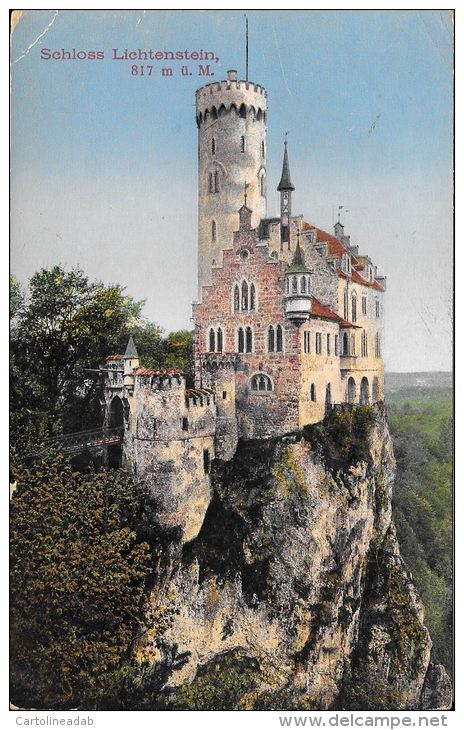 [DC5931] CARTOLINA - GERMANIA - SCHLOSS LICHTENSTEIN - Viaggiata 1913 - Original Old Postcard - Lichtenstein