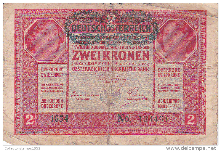 2058A, THE DEUCHLAND OCCUPATION IN HUNGARY, ZWEI KORONA, OVERPRINT 1915. - Ungheria