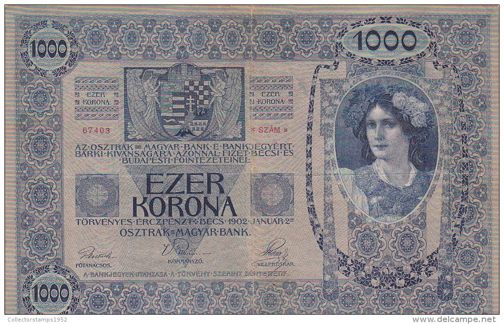 2058A,  BANKNOTE, 1000, TAUSEND KRONEN,  1902, HUNGARY. - Ungarn