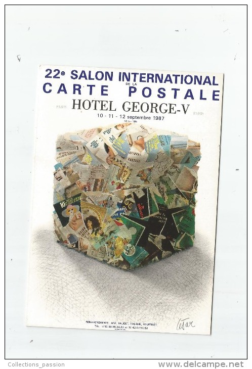 Cp , Bourses & Salons De Collections , 22 E Salon Internationale De La Carte Postale , Hôtel Georges V , Paris - Borse E Saloni Del Collezionismo