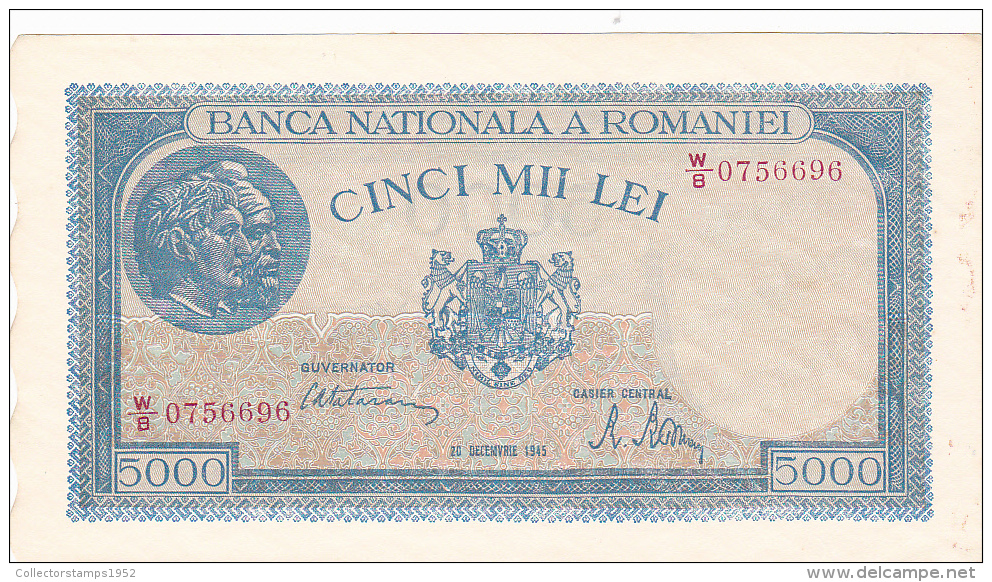 2058A,  BANKNOTE, 5000, CINCI MII LEI, 20 DECEMVRIE 1945,a- UNC, ROMANIA. - Rumänien