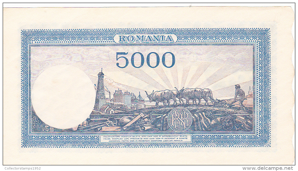 2058A,  BANKNOTE, 5000, CINCI MII LEI, 20 DECEMVRIE 1945,a- UNC, ROMANIA. - Rumänien