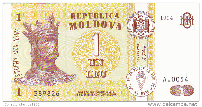 2058A,  BANKNOTE, 1, UN LEU, 1944, UNC, MOLDOVA. - Moldawien (Moldau)