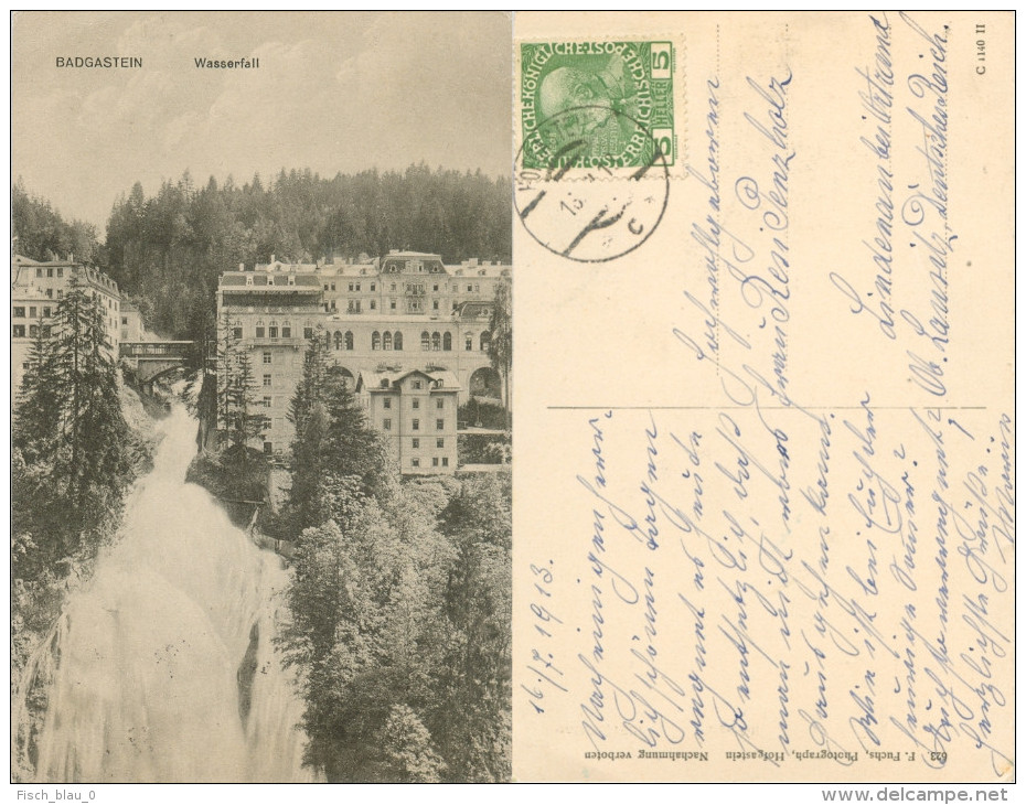 AK 5640 Bad Gastein Badgastein Wasserfall 1913 Lindenau Bei Ortrand Oberlausitz Salzburg Österreich Austria Autriche - Bad Gastein