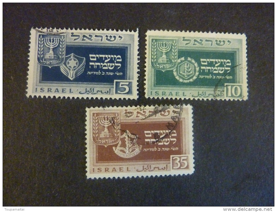 ISRAEL, Année 1949, YT N° 18-19-20 Oblitérés, Très Légère Trace Charnière - Oblitérés (sans Tabs)