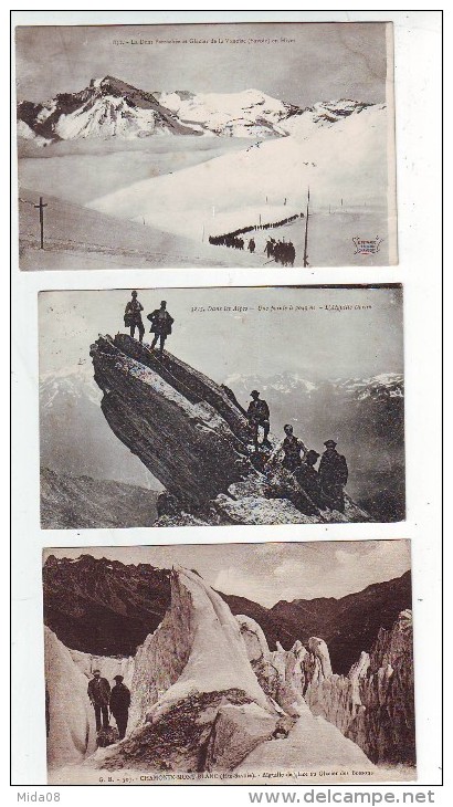 LOT DE 33 CARTES . ALPINISTES . CORDEES. SKIEURS. SPORTS D'HIVER. ASCENSION . GLACIER . SERACS . A VOIR - 5 - 99 Cartoline