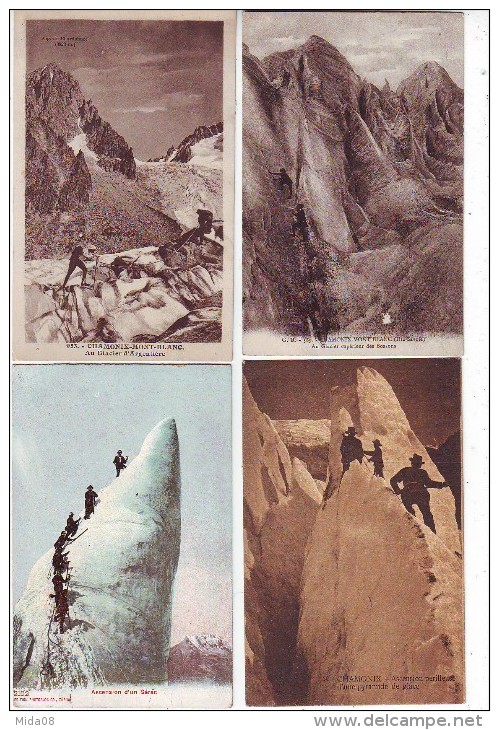 LOT DE 33 CARTES . ALPINISTES . CORDEES. SKIEURS. SPORTS D'HIVER. ASCENSION . GLACIER . SERACS . A VOIR