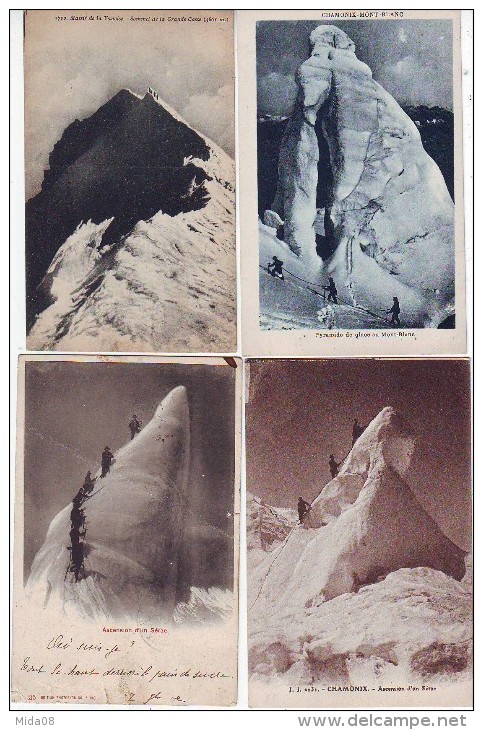 LOT DE 33 CARTES . ALPINISTES . CORDEES. SKIEURS. SPORTS D'HIVER. ASCENSION . GLACIER . SERACS . A VOIR