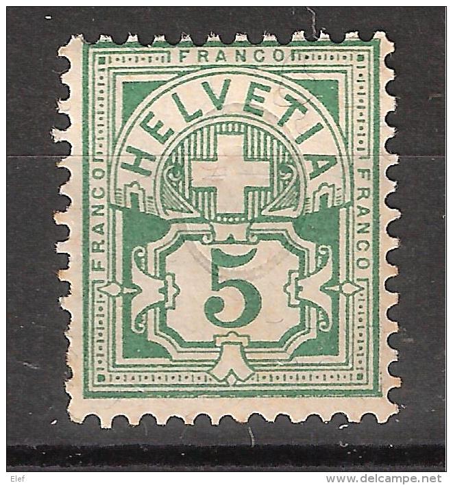 Suisse, 1882, Armoiries Yvert N° 66 , 5 C Vert , Filigrane A, Croix Dans Un Ovale, Neuf  ** / MNH , TB - Ungebraucht