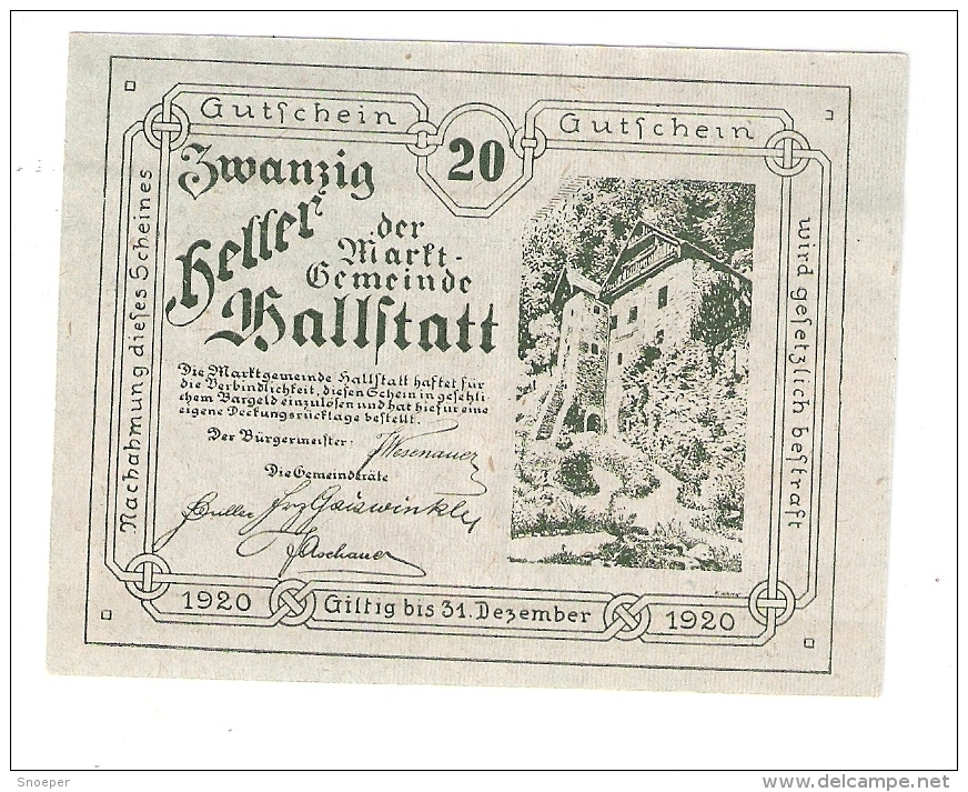 Notgeld Hallstadtt 20  Heller - Austria