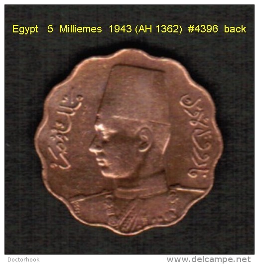 EGYPT   5  MILLIEMES  1943 (AH 1362)  (KM # 360) - Egypt