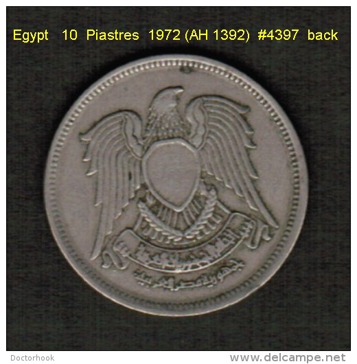 EGYPT   10  PIASTRES  1972 (AH 1392)  (KM # 430) - Egypt