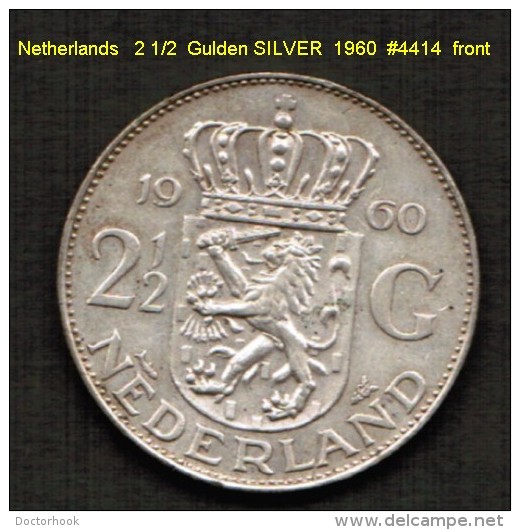 NETHERLANDS   2 1/2  GULDEN  SILVER   1960  (KM # 185) - 1948-1980 : Juliana