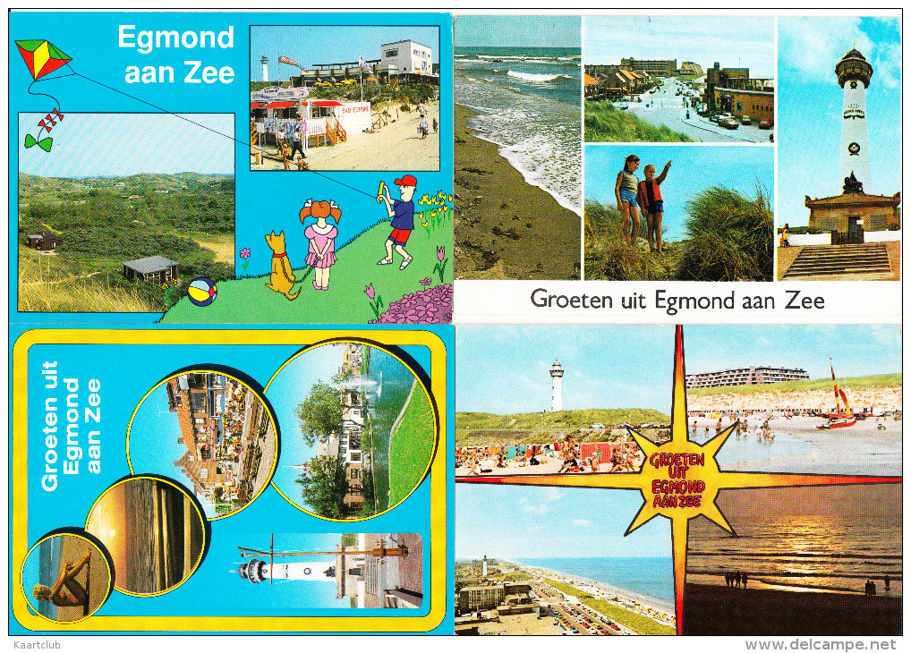 4 Ansichten: Egmond Aan Zee (Multiviews) - Vuurtoren/Phare , Strand Etc. -    Noord-Holland - Nederland - Egmond Aan Zee