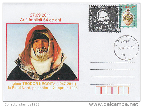 7886- THEODOR NEGOITA EXPLORER, NORTH POLE EXPEDITION, SPECIAL COVER, 2011, ROMANIA - Arktis Expeditionen