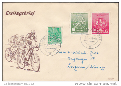 7900- CYCLING, COVER FDC, 1956, GERMANY - Cycling