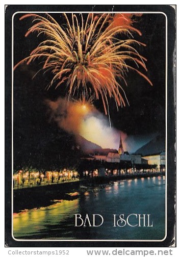 7942- BAD ISCHL- SPA TOWN, PANORAMA BY NIGHT, FIREWORKS - Bad Ischl